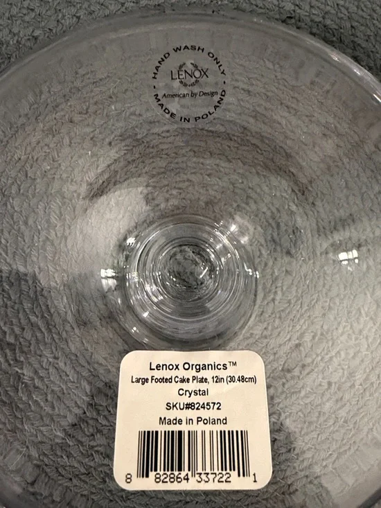 Lenox Crystal Organics Collection Footed Cake Plate - Picture 5 of 8